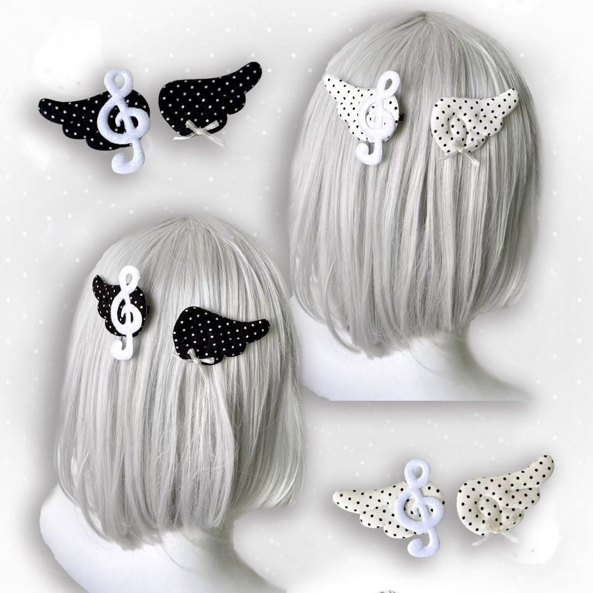 Summer cute polka dots angel wings hair clip