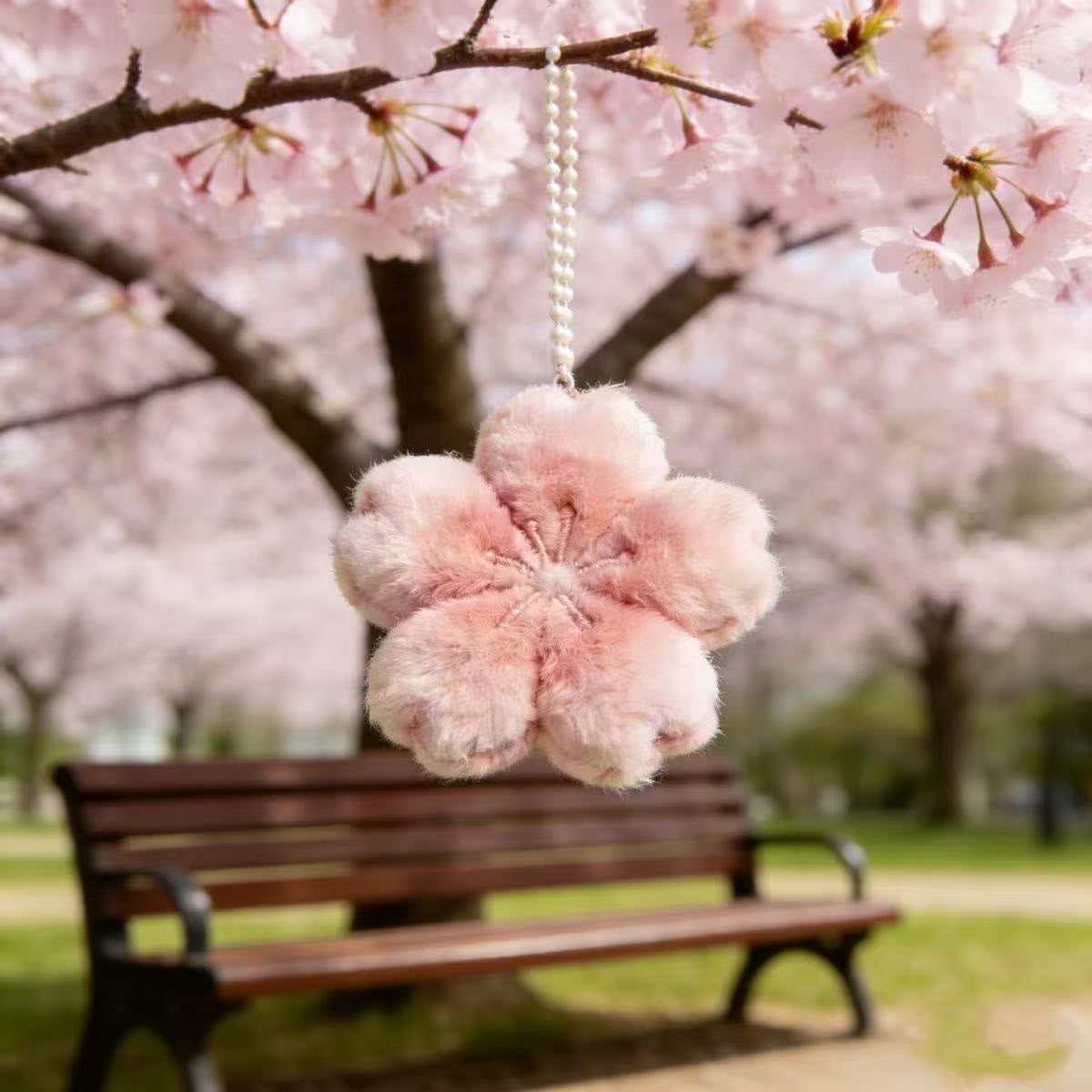 Cherry blossom plushie keychain