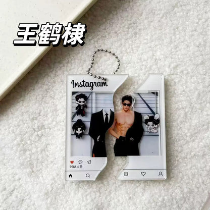 Zhang linghe Chinese star pull out card acrylic keychain
