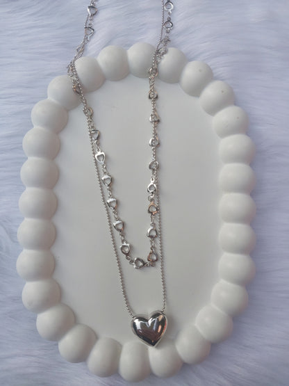 Double layer heart necklace