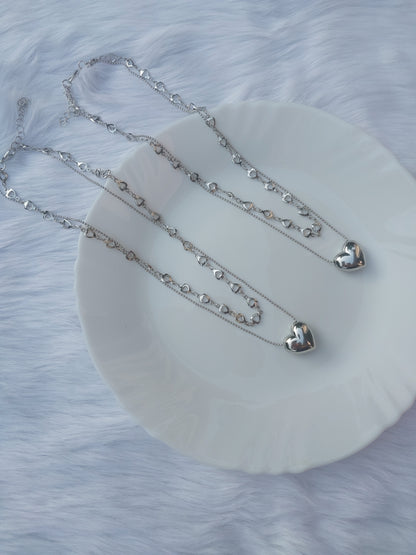 Double layer heart necklace