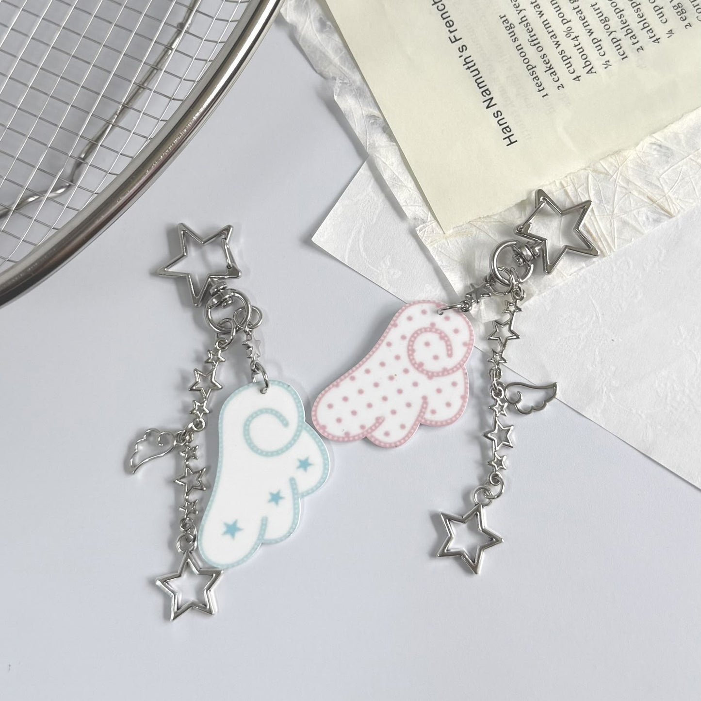 Aesthetic y2k angel wings star keychain