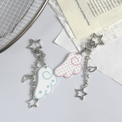 Aesthetic y2k angel wings star keychain