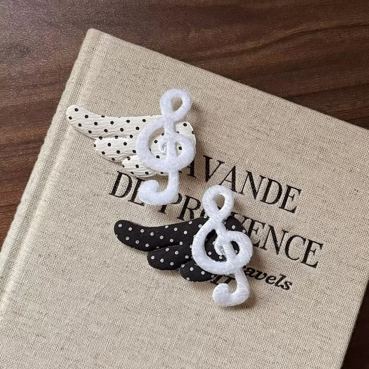 Summer cute polka dots angel wings hair clip