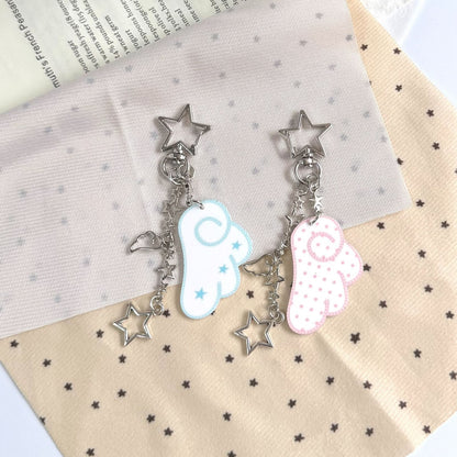 Aesthetic y2k angel wings star keychain