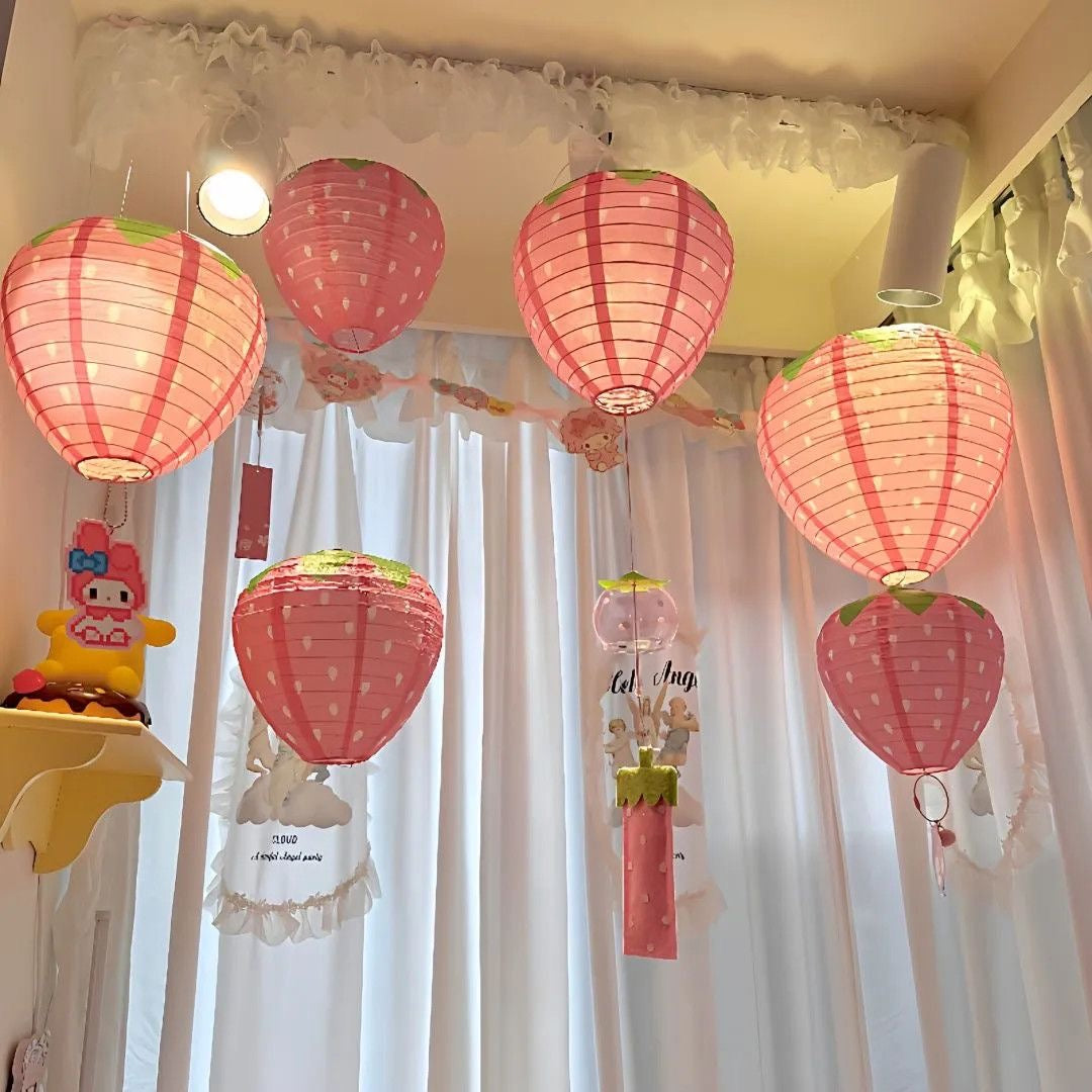 Japanese style paper strawberry, mushroom lantern