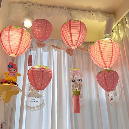 Japanese style paper strawberry, mushroom lantern