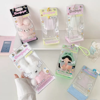 Korean kawai style trending doll plushie pouch bag