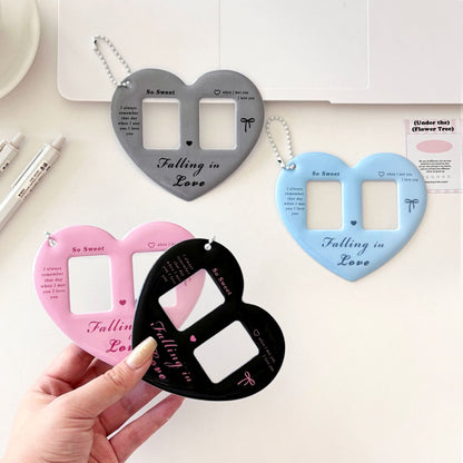 Heart shape double photo card holder