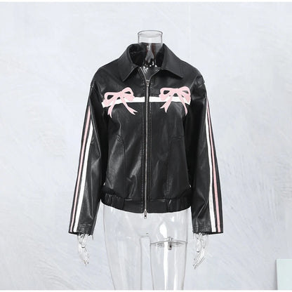 asianchic Bow leather jacket