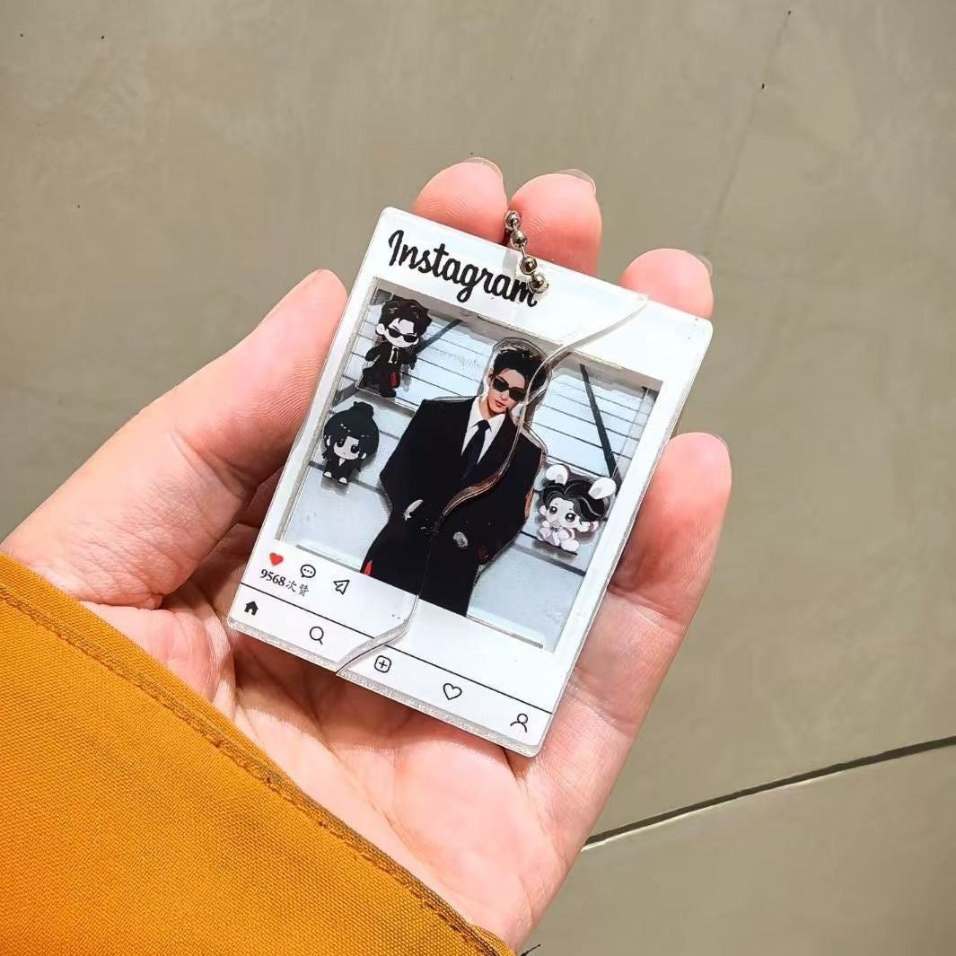 Zhang linghe Chinese star pull out card acrylic keychain