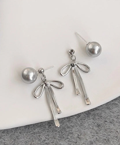 Pearl ribbon earrings