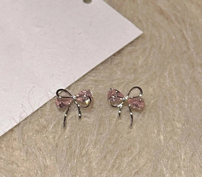 Pink bow earrings