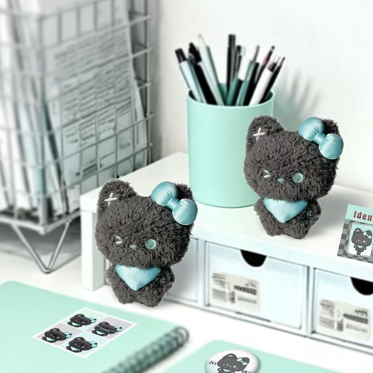 Mini cat cute plushie keyring