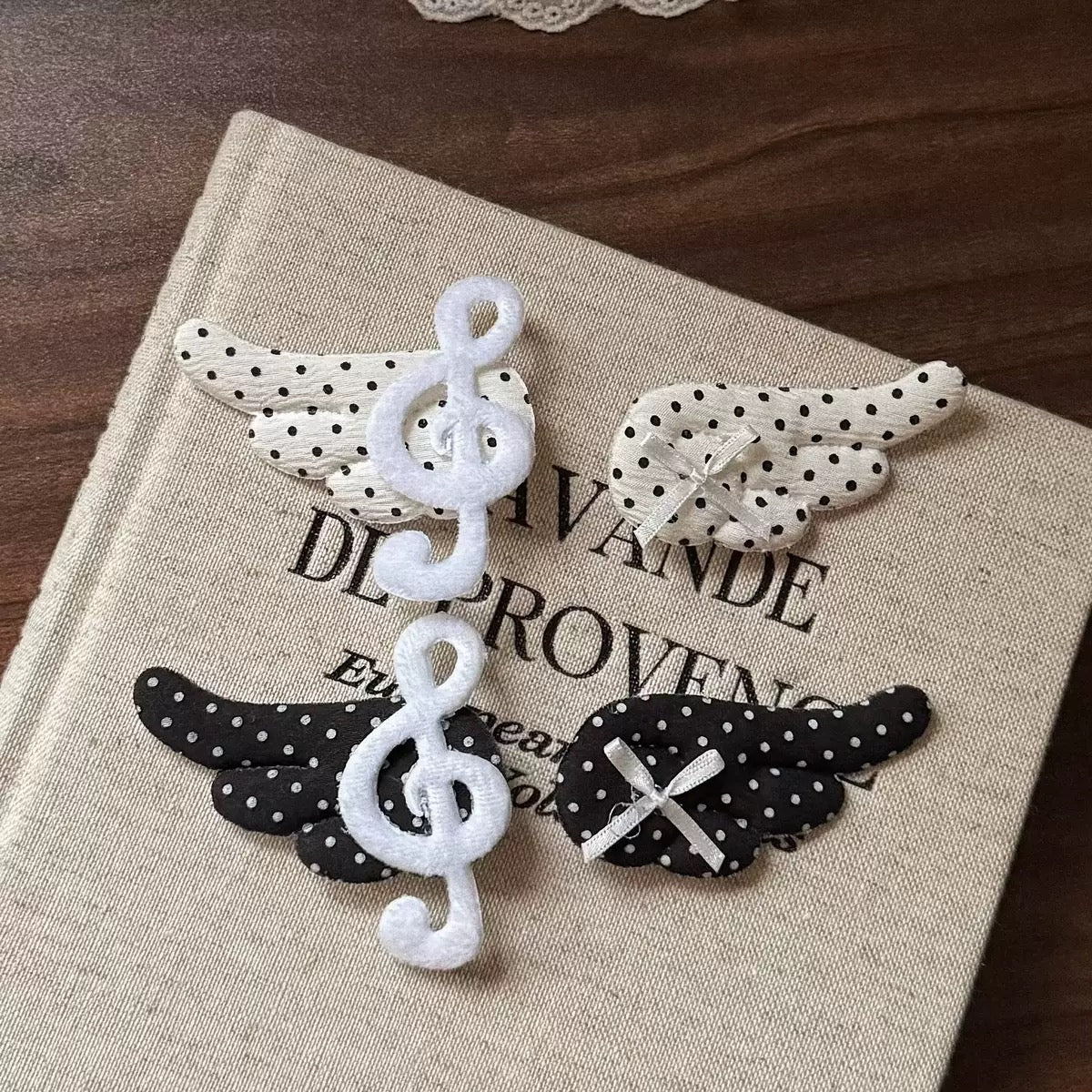 Summer cute polka dots angel wings hair clip