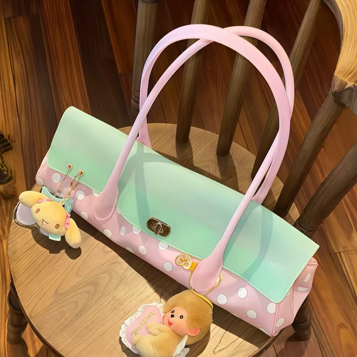 Trending polka dots jelly firkin bag