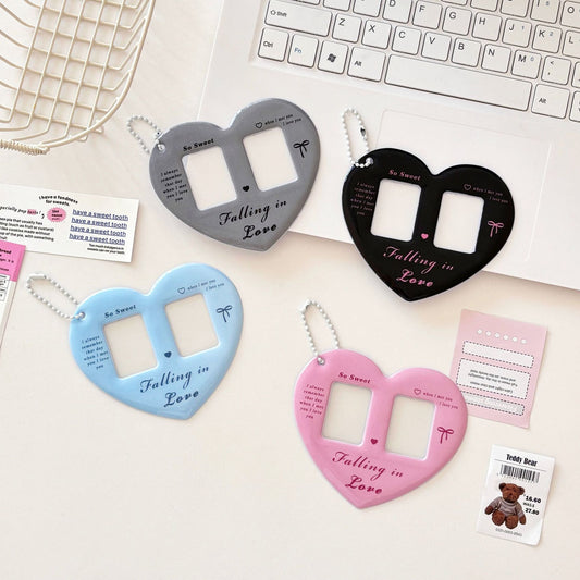 Heart shape double photo card holder