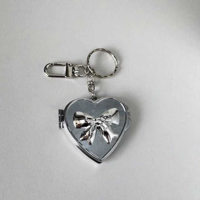 Mirror bow heart shape key chain