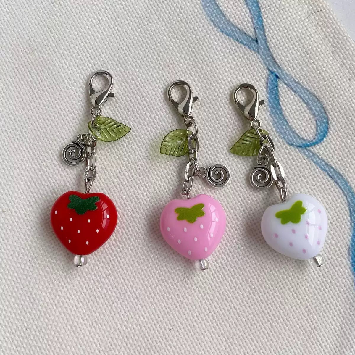 Cute strawberry sweetheart keychain charm