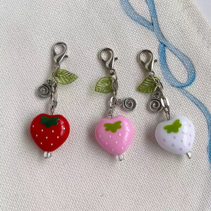 Cute strawberry sweetheart keychain charm