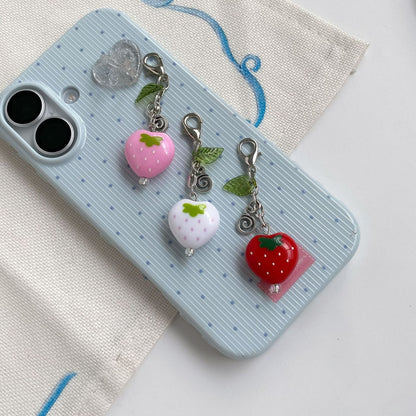 Cute strawberry sweetheart keychain charm
