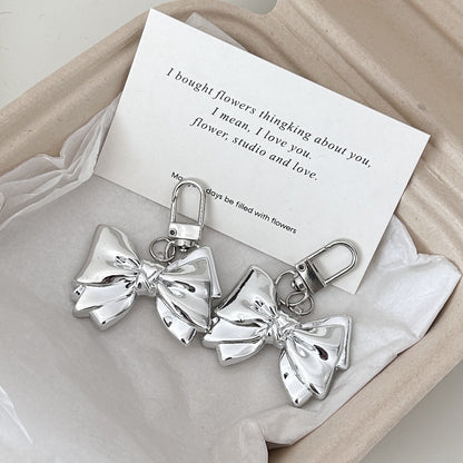 Silver bow keychain