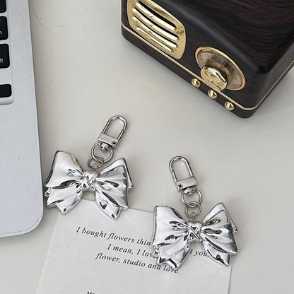 Silver bow keychain