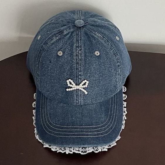Denim dream lace bow cap