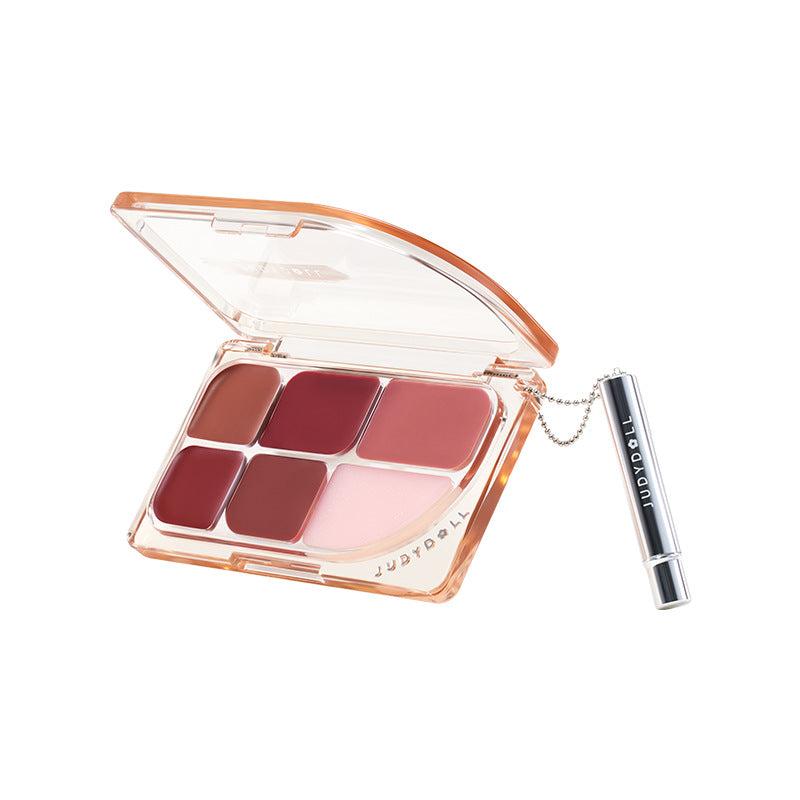 Judedoll six- color lipstick tray mirror lip glaze
