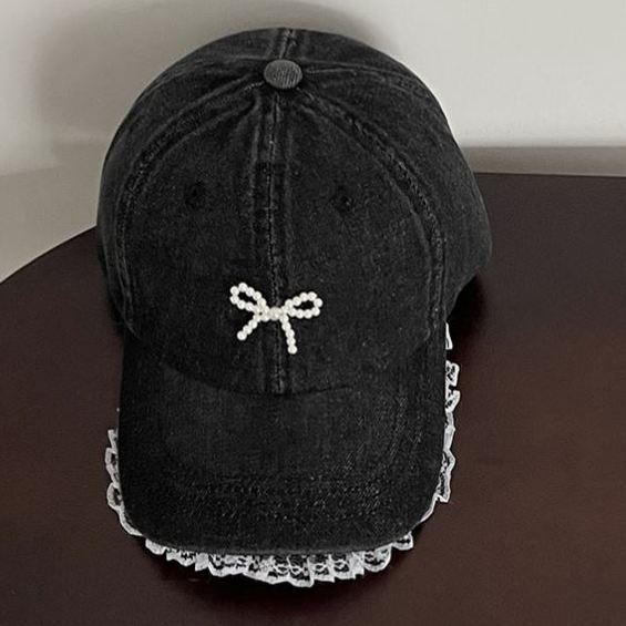 Denim dream lace bow cap
