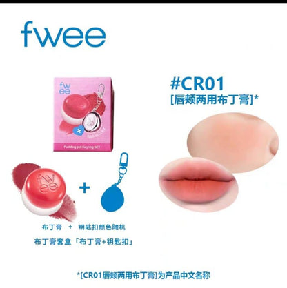 Fwee Lip and cheek Cream Blush lipstick Pudding with keychain