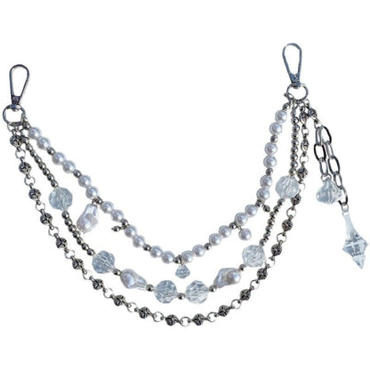Chrome heart pearl bag chain
