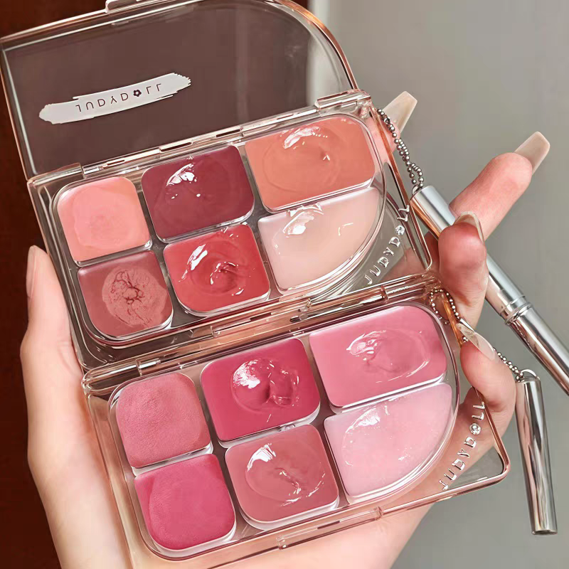 Judedoll six- color lipstick tray mirror lip glaze