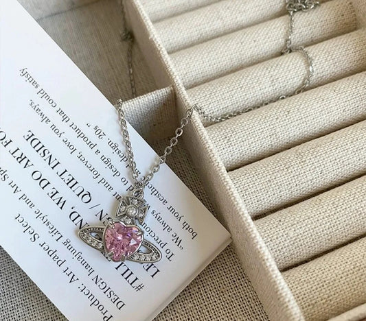 Vivienne Westwood pink heart necklace